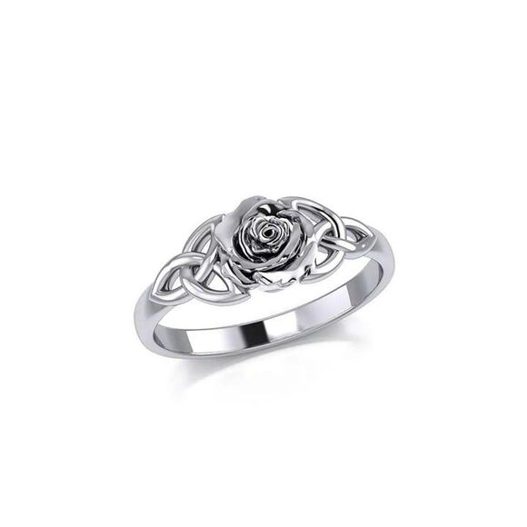 Celtic Trinity Rose Sterling Silver Ring, sizes 6 & 7 - Picture 1 of 5